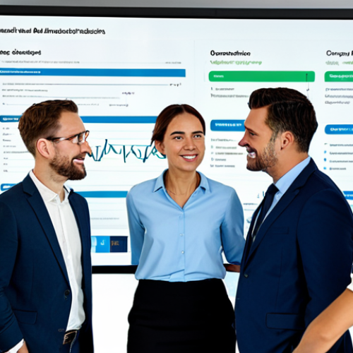 Home 31 A diverse group of professional colleagues in modest business attire, gathered around a large interactive screen displaying a clear, organized project dashboard in a bright, modern collaborative office space. They are engaged in a productive discussion, pointing to sections of the screen with focused and positive expressions, demonstrating seamless teamwork and shared understanding. fully clothed, appropriate attire, safe for work, perfect anatomy, correct proportions, natural pose, well-formed hands, proper finger count, natural body proportions, professional setting, high-quality photography, professional, family-friendly, appropriate content, modest clothing.
