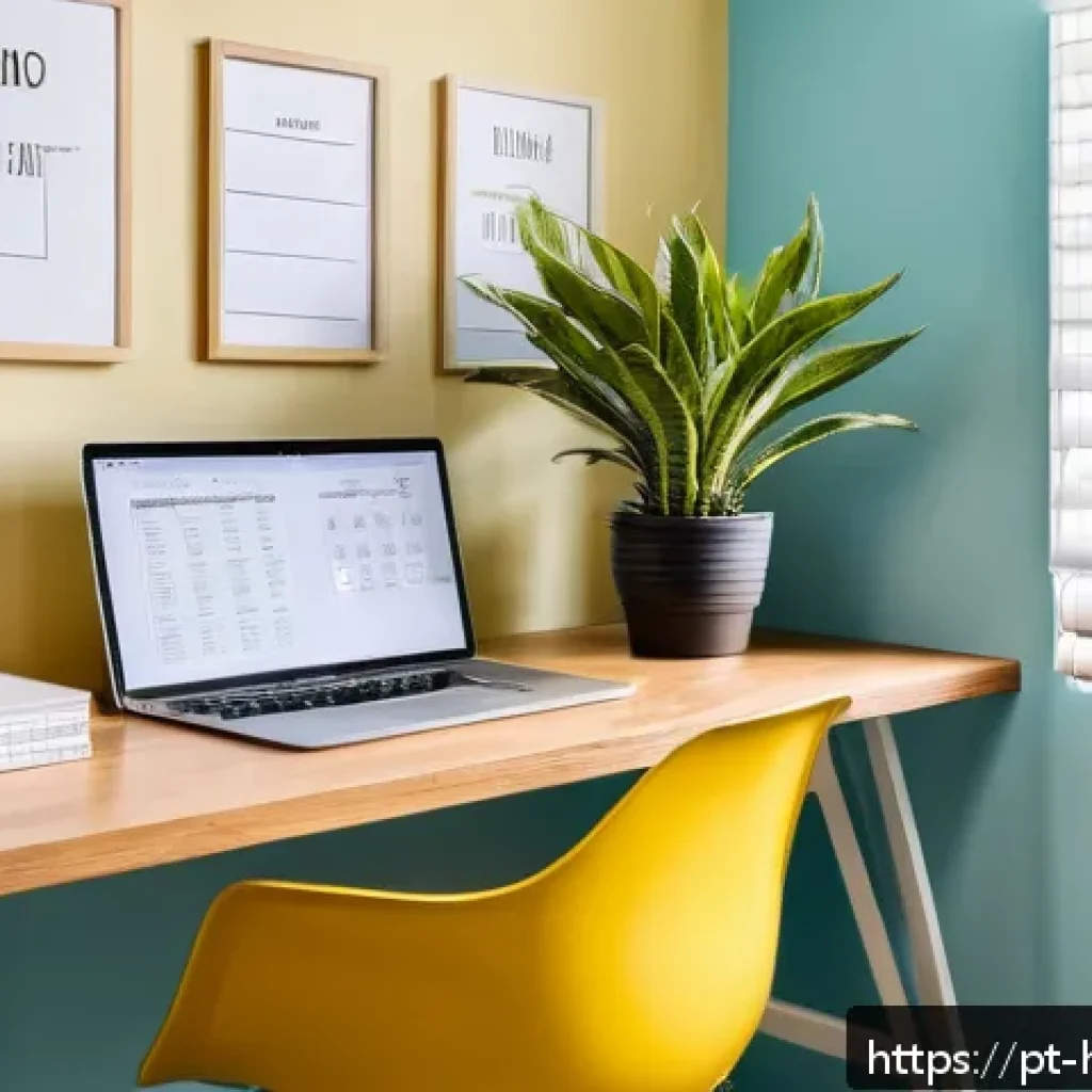 홈 오피스 활용법 - A modern and cozy home office corner in a Brazilian apartment, featuring a clean, organized wooden d...
