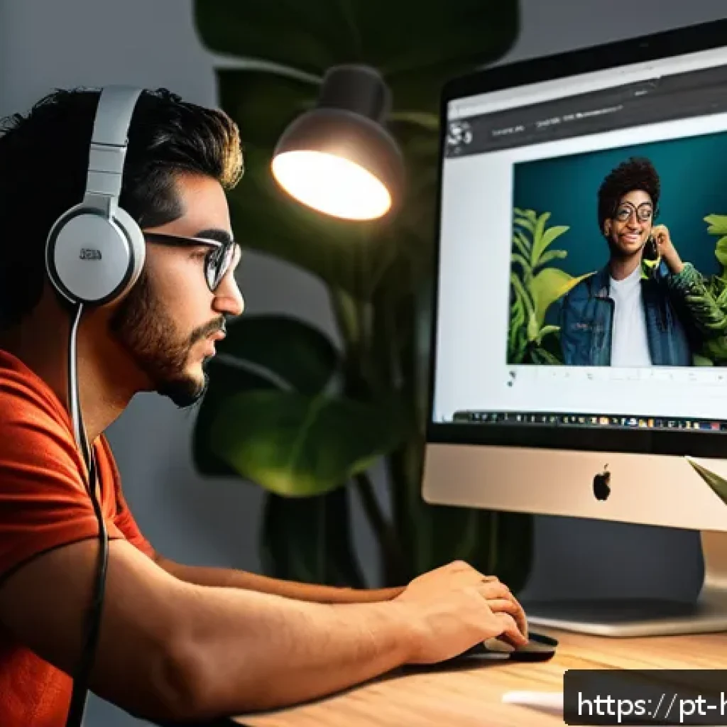 유튜브 수익화 팁 - A dynamic YouTube content creator’s workspace in a modern home office, featuring a young adult Brazi...