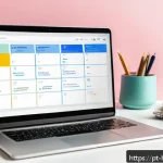 구글 드라이브 파일 정리법 - A modern, clean digital workspace showing a computer screen with an organized Google Drive interface...