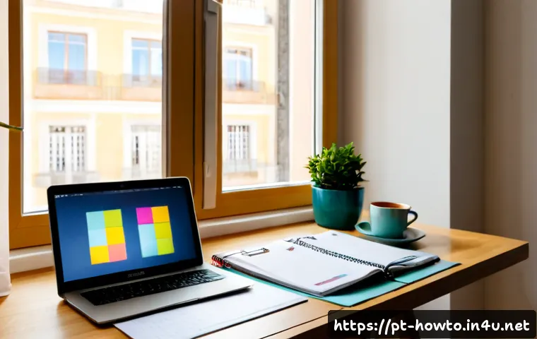 Home 17 자기계발을 위한 생산성 높이기 - Photorealistic productivity workspace in a bright Lisbon apartment, focused Portuguese professional ...